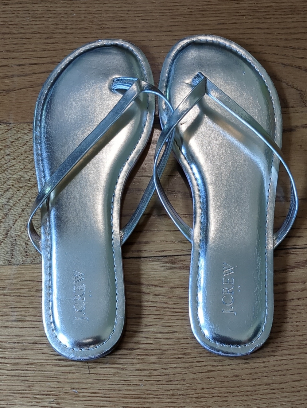 J. Crew Metallic Gold Slim-Strap Flip Sandals Sz 11